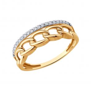 Золотое кольцо SOKOLOV с фианитом 019796 фото