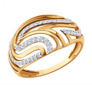 Золотое кольцо SOKOLOV с фианитом 019805 фото