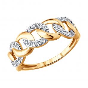 Золотое кольцо SOKOLOV с фианитом 019820 фото