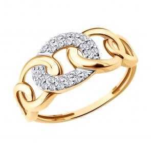 Золотое кольцо SOKOLOV с фианитом 019833 фото