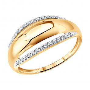 Золотое кольцо SOKOLOV с фианитом 019835 фото