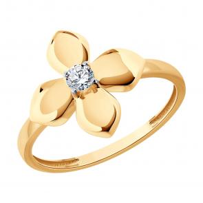 Золотое кольцо SOKOLOV с фианитом 019836 фото