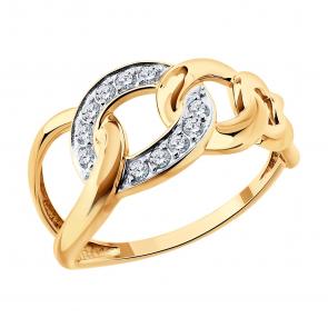 Золотое кольцо SOKOLOV с фианитом 019837 фото