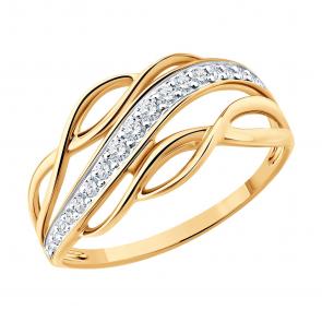 Золотое кольцо SOKOLOV с фианитом 019842 фото