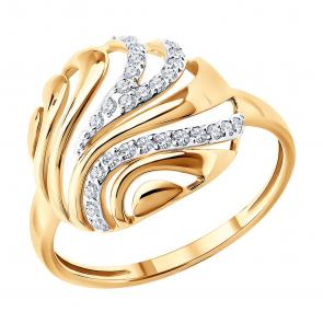 Золотое кольцо SOKOLOV с фианитом 019856 фото