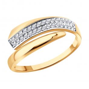 Золотое кольцо SOKOLOV с фианитом 019872 фото