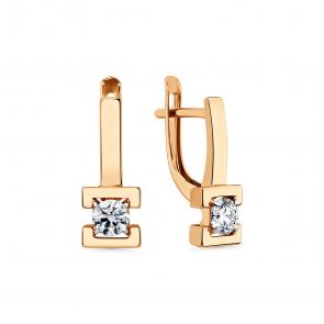 Золотые серьги Мастер Бриллиант с фианитом 01M002-0975-0001-011 фото