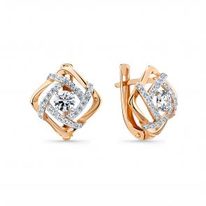 Золотые серьги Мастер Бриллиант с фианитом 01M002-0989-0001-011 фото