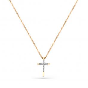 Золотое колье Крест Мастер Бриллиант с фианитом 01M006-0024-0001-011 фото