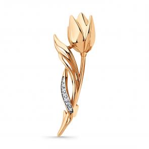 Золотая брошь Мастер Бриллиант с фианитом 01M007-0049-0001-011 фото