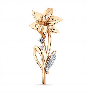 Золотая брошь Мастер Бриллиант с фианитом 01M007-0050-0001-011 фото