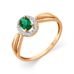 Золотое кольцо Мастер Бриллиант с фианитом и гидротермальным изумрудом 01M01-3-670-1401-011 фото
