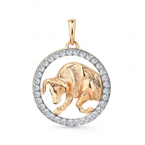 Золотая подвеска Знак зодиака Телец Мастер Бриллиант с фианитом 01M010-0189-0001-011 фото