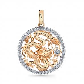 Золотая подвеска Символ года Дракон Мастер Бриллиант с фианитом 01M010-0247-0001-011 фото