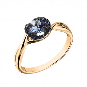 Золотое кольцо Мастер Бриллиант с сапфиром и танзанитом 01M1-104-742-55 фото
