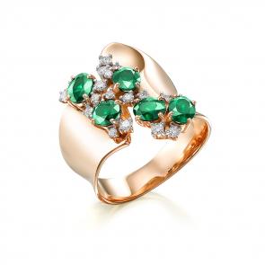 Золотое кольцо Мастер Бриллиант с бриллиантом и изумрудом 01M1-106-596-01 фото