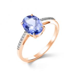 Золотое кольцо Мастер Бриллиант с бриллиантом и танзанитом 01M1-106-712-31 фото