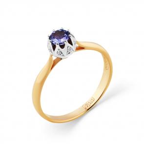 Золотое кольцо Мастер Бриллиант с бриллиантом и танзанитом 01M1-106-881-31 фото