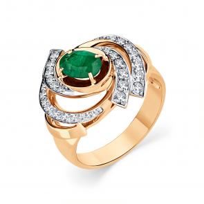 Золотое кольцо Мастер Бриллиант с бриллиантом и изумрудом 01M1-106407-99-01 фото