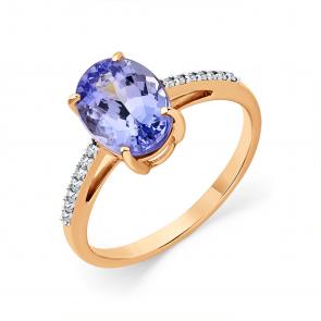 Золотое кольцо Мастер Бриллиант с бриллиантом и танзанитом 01M1-106712-00-31 фото