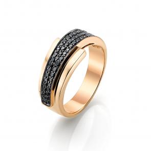 Золотое кольцо Мастер Бриллиант с чёрным бриллиантом 01M1-107-054 фото