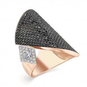 Золотое кольцо Мастер Бриллиант с бриллиантом и чёрным бриллиантом 01M1-107-124 фото