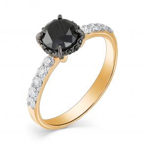 Золотое кольцо Мастер Бриллиант с бриллиантом и чёрным бриллиантом 01M1-107-478/2-55 фото
