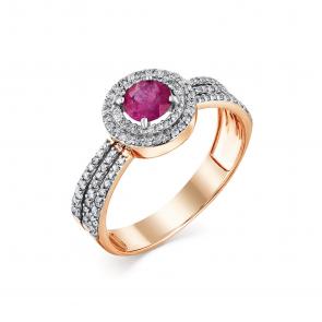 Золотое кольцо Мастер Бриллиант с бриллиантом и рубином 01M1-107819-00-03 фото