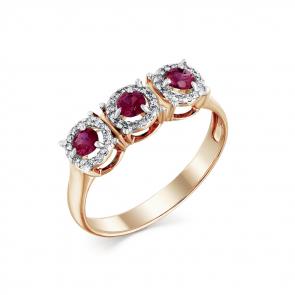 Золотое кольцо Мастер Бриллиант с бриллиантом и рубином 01M1-107847-00-03 фото