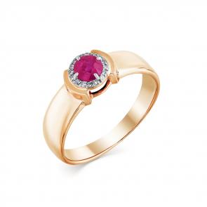 Золотое кольцо Мастер Бриллиант с бриллиантом и рубином 01M1-107856-00-03 фото