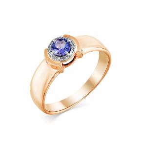 Золотое кольцо Мастер Бриллиант с бриллиантом и танзанитом 01M1-107856-01-31 фото