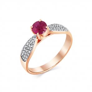 Золотое кольцо Мастер Бриллиант с бриллиантом и рубином 01M1-107923-00-03 фото