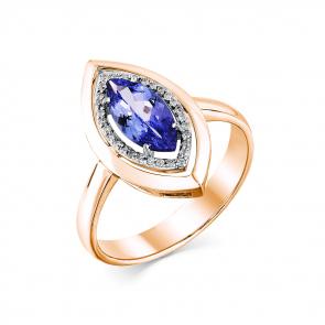 Золотое кольцо Мастер Бриллиант с бриллиантом и танзанитом 01M1-107941-00-31 фото