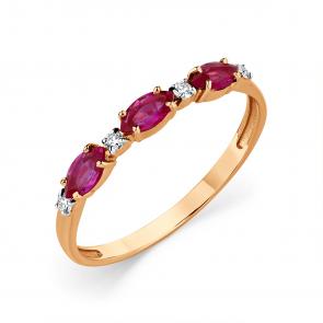 Золотое кольцо Мастер Бриллиант с бриллиантом и рубином 01M1-108401-00-03 фото