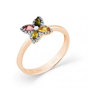 Золотое кольцо Мастер Бриллиант с бриллиантом и турмалином 01M1-108409-00-60 фото