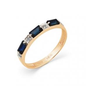 Золотое кольцо Мастер Бриллиант с бриллиантом и сапфиром 01M1-108419-00-02 фото