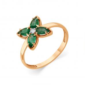 Золотое кольцо Мастер Бриллиант с бриллиантом и изумрудом 01M1-108425-00-01 фото