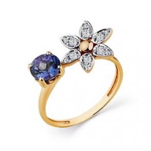 Золотое кольцо Мастер Бриллиант с бриллиантом и танзанитом 01M1-108513-00-31 фото