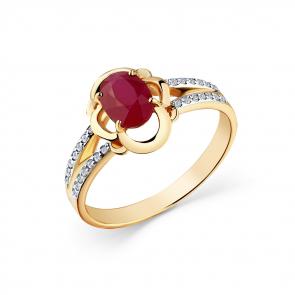 Золотое кольцо Мастер Бриллиант с бриллиантом и рубином 01M1-108682-00-03 фото