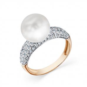 Золотое кольцо Мастер Бриллиант с бриллиантом и жемчугом 01M1-108708-00-28 фото