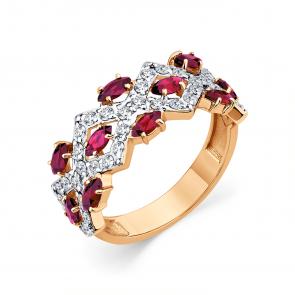 Золотое кольцо Мастер Бриллиант с бриллиантом и рубином 01M1-108853-00-03 фото