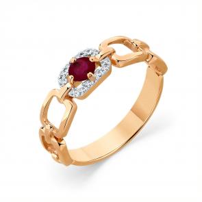 Золотое кольцо Мастер Бриллиант с бриллиантом и рубином 01M1-109058-00-03 фото