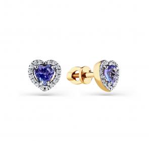 Золотые серьги Мастер Бриллиант с бриллиантом и танзанитом 01M2-102178-00-31 фото