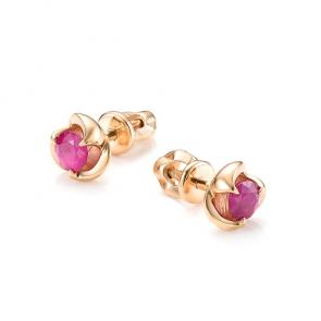 Золотые серьги Мастер Бриллиант с рубином 01M2-104-206-03 фото