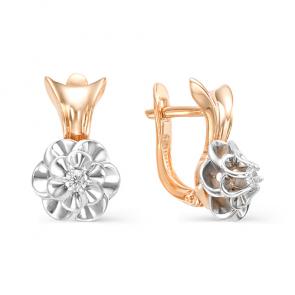 Золотые серьги Мастер Бриллиант с бриллиантом 01M2-106-566 фото