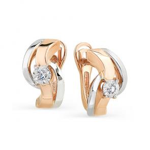 Золотые серьги Мастер Бриллиант с бриллиантом 01M2-107-113 фото