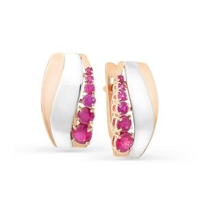 Золотые серьги Мастер Бриллиант с рубином 01M2-107-290-03 фото