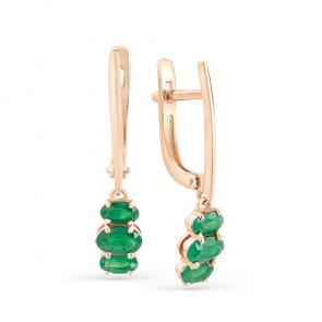 Золотые серьги Мастер Бриллиант с изумрудом 01M2-107-320-01 фото