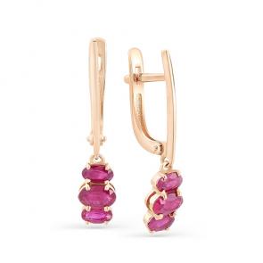 Золотые серьги Мастер Бриллиант с рубином 01M2-107-320-03 фото