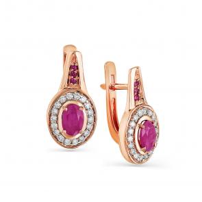 Золотые серьги Мастер Бриллиант с бриллиантом и рубином 01M2-107-426-03 фото